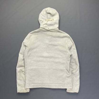 C.P. Company Hand Painted Vintage White Moleskin Archive Goggle Jacket AW04 | X-Large, White