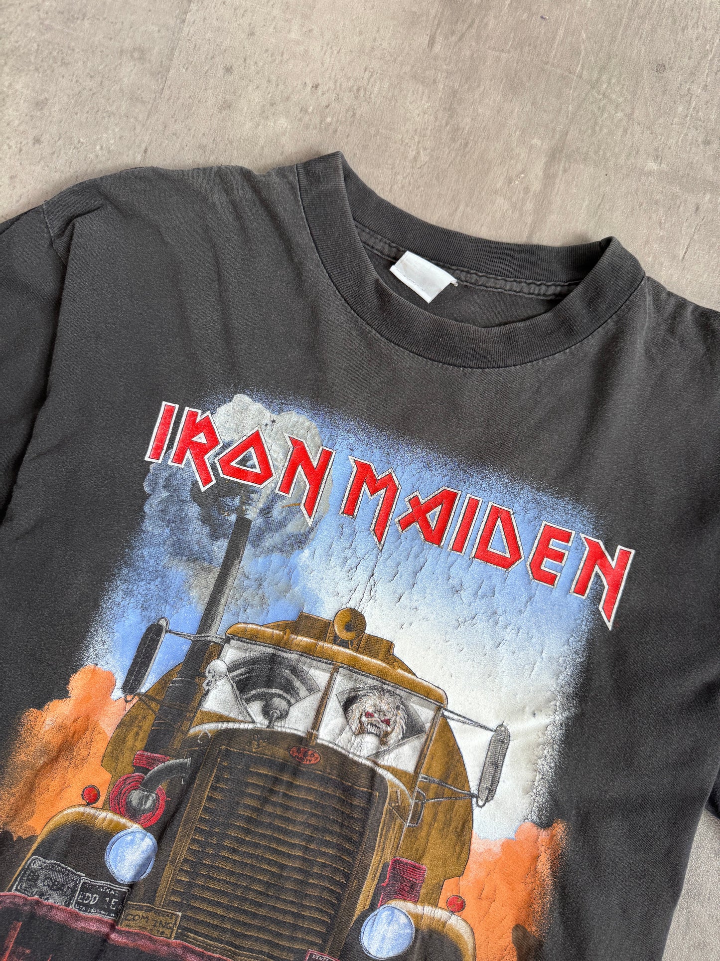 1993 Iron Maiden "A Real Live One" Washed Black Single Stitch Graphic Tee
