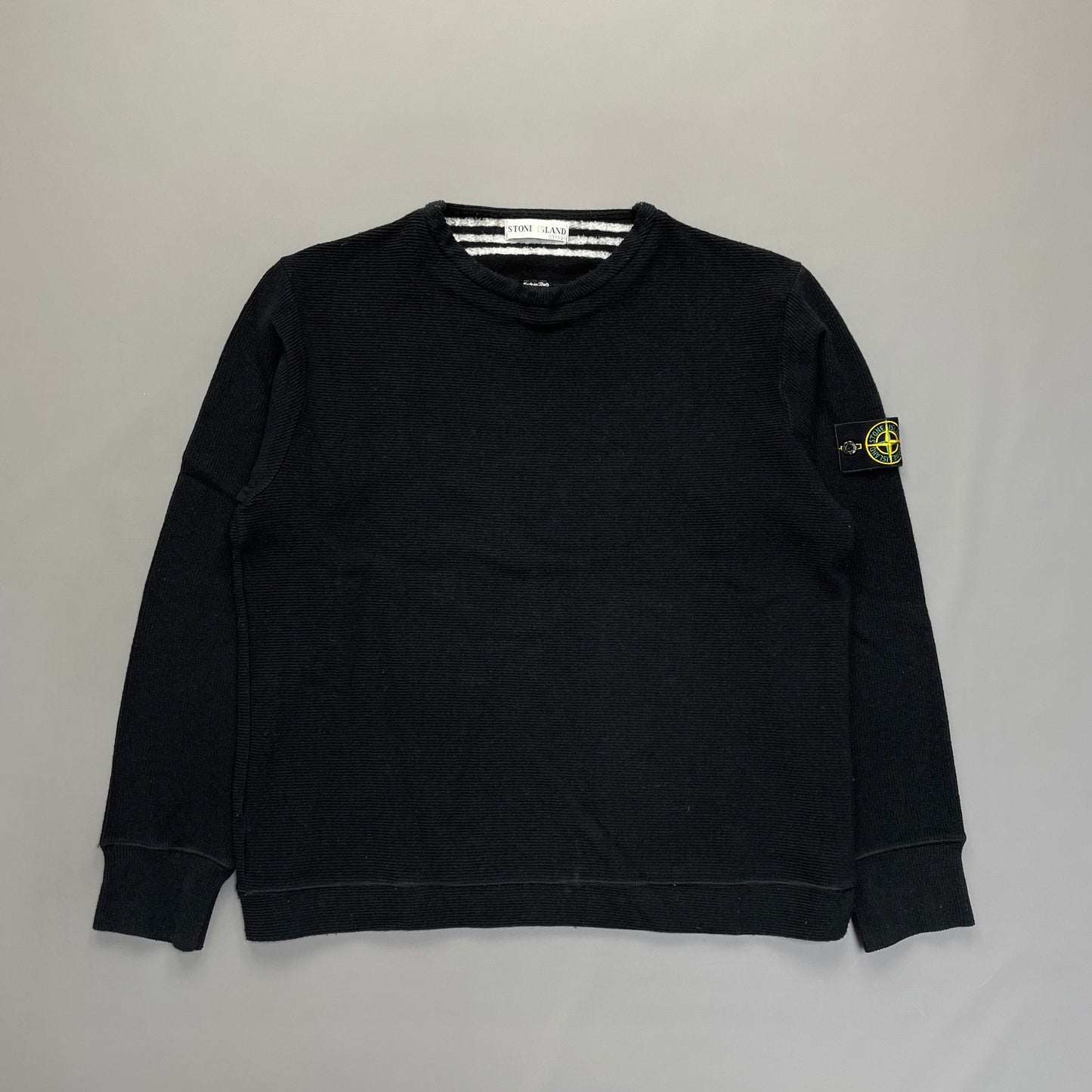 Stone Island Ribbed Knit Black Jumper AW00 | Large, Black