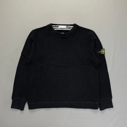 Stone Island Ribbed Knit Black Jumper AW00 | Large, Black