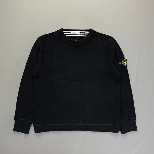 Stone Island Ribbed Knit Black Jumper AW00 | Large, Black