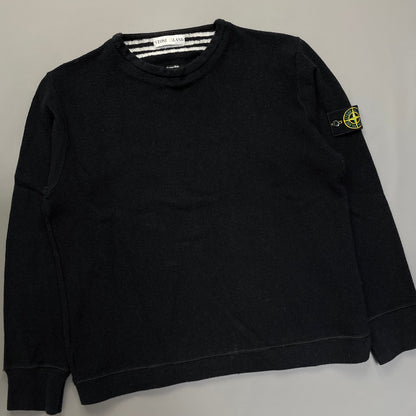 Stone Island Ribbed Knit Black Jumper AW00 | Large, Black