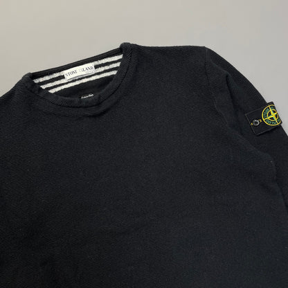 Stone Island Ribbed Knit Black Jumper AW00 | Large, Black