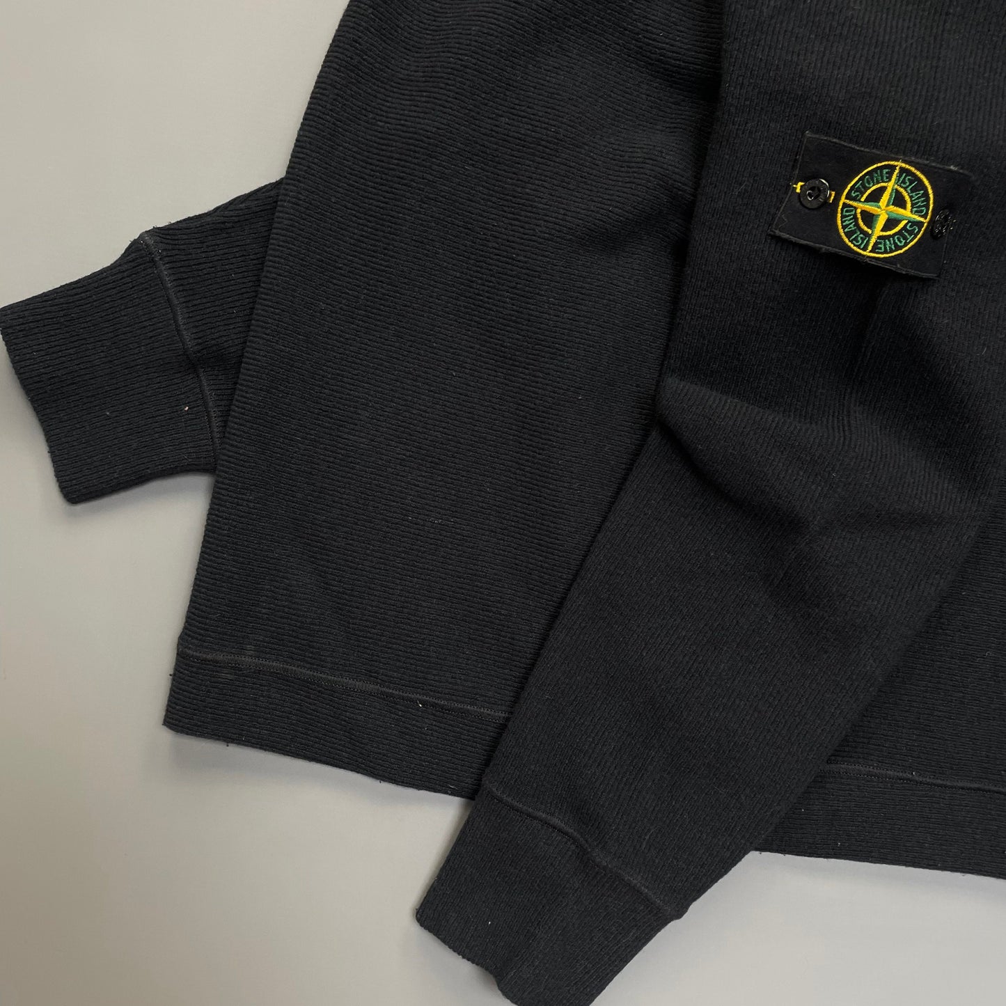 Stone Island Ribbed Knit Black Jumper AW00 | Large, Black