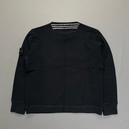 Stone Island Ribbed Knit Black Jumper AW00 | Large, Black