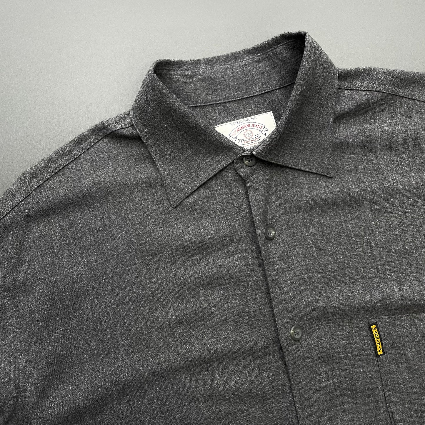 Armani Jeans Grey 90s Drape Shirt | XX-Large, Grey