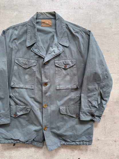 1980s C.P. Company Petrol Blue Open Collar Chore Coat | Large, Multicoloured