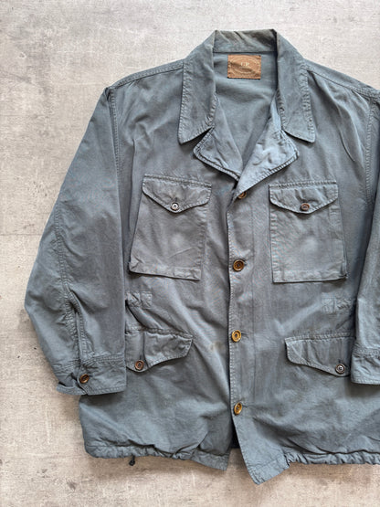 1980s C.P. Company Petrol Blue Open Collar Chore Coat | Large, Multicoloured