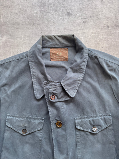 1980s C.P. Company Petrol Blue Open Collar Chore Coat | Large, Multicoloured