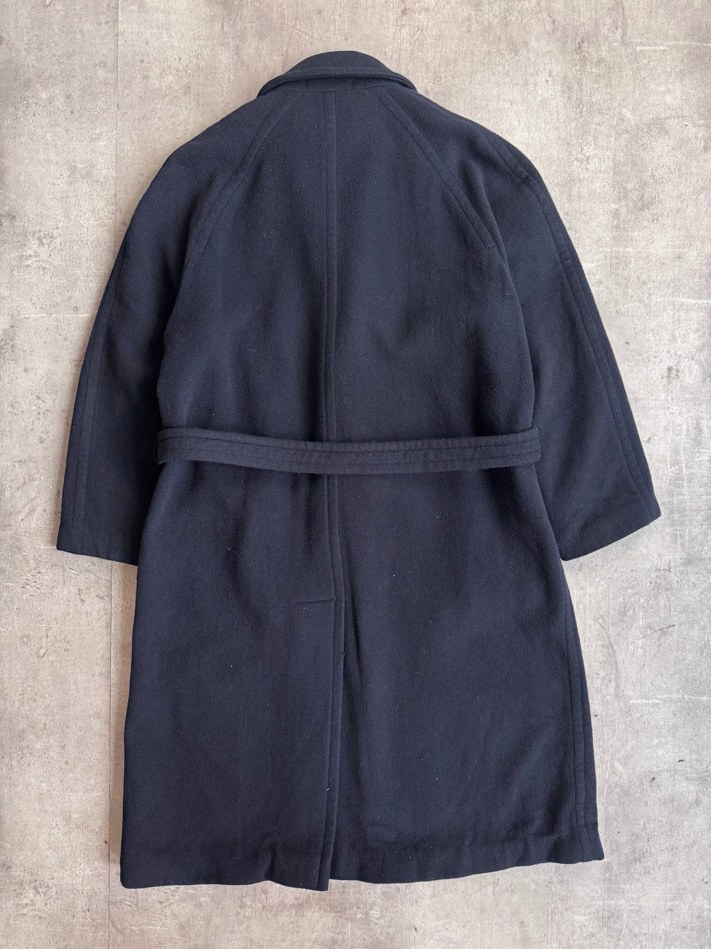 1980's YSL Navy Wool Single Breasted Military Balmacaan Coat