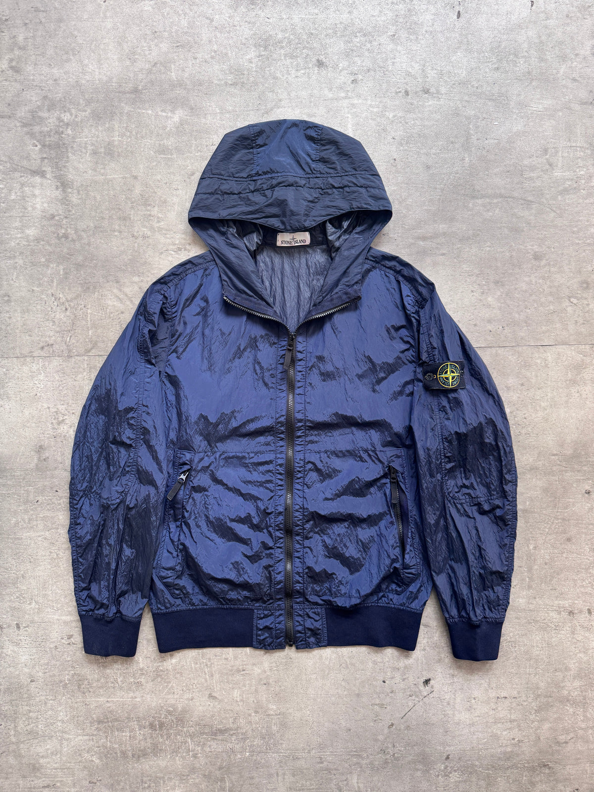 S/S 2018 Stone Island Navy Nylon Metal Wattro Hooded Smock Jacket | Large, Multicoloured