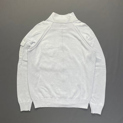 C.P. Company White Technical Knit Panel Pocket & Lens Jumper | Medium, Red