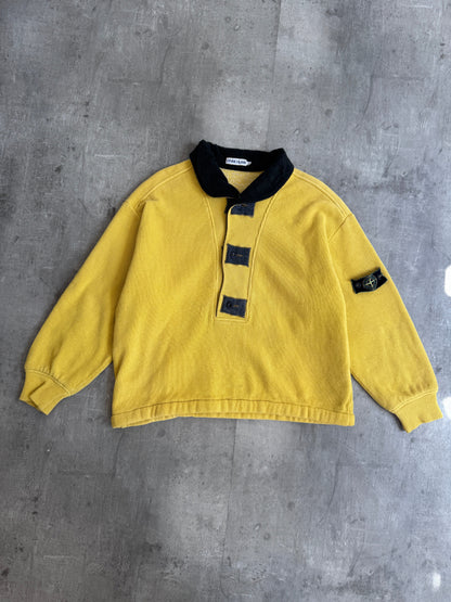 1980s Stone Island Boxy Sunshine Yellow Ribbed Sweatshirt