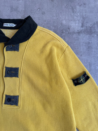 1980s Stone Island Boxy Sunshine Yellow Ribbed Sweatshirt
