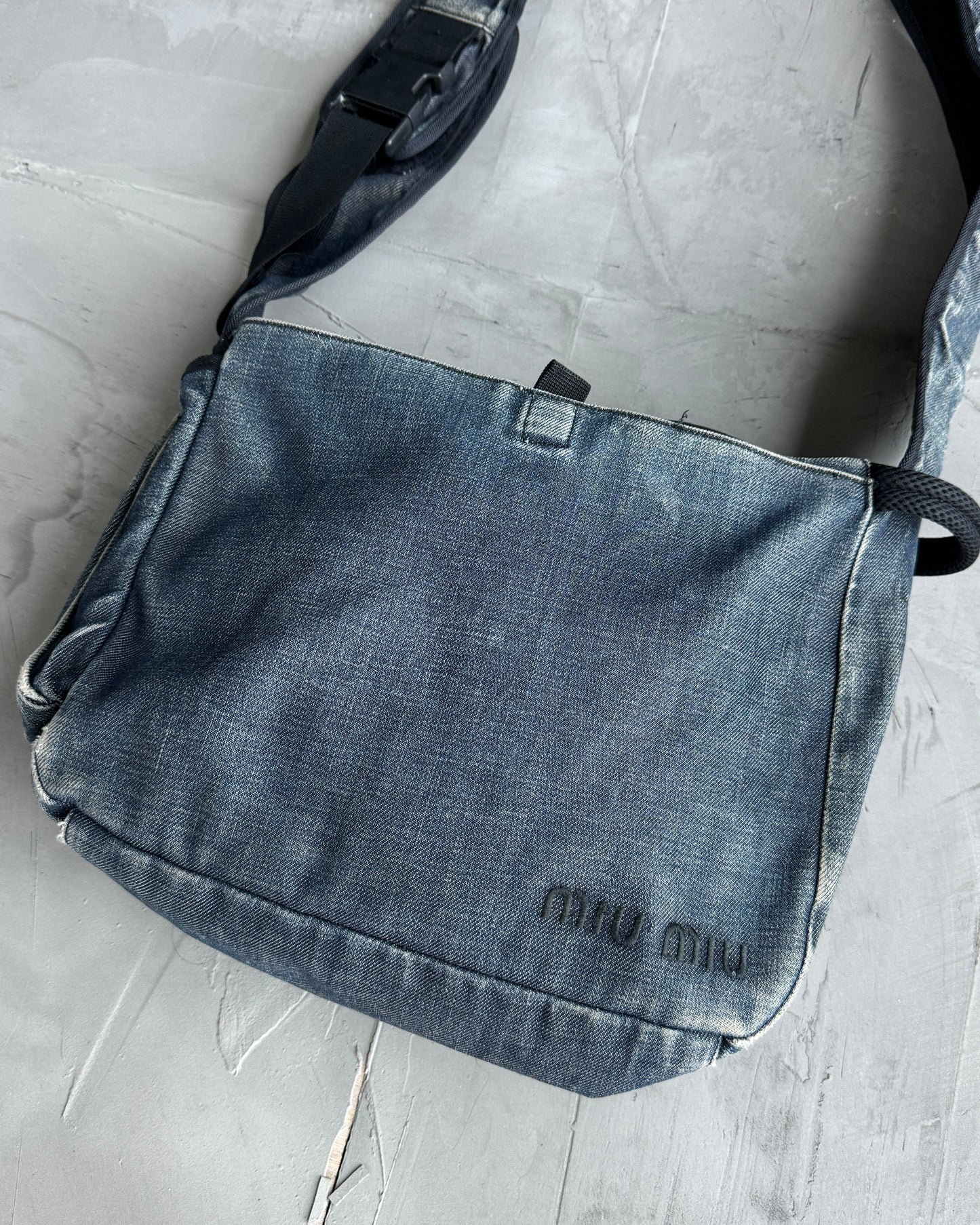 MIU MIU BLUE DENIM CROSS BODY SIDE BAG | O/S, Blue