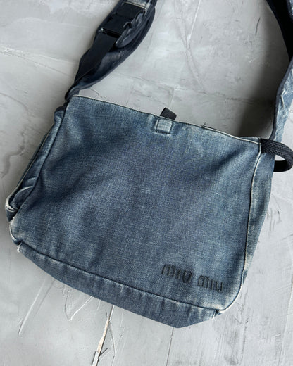 MIU MIU BLUE DENIM CROSS BODY SIDE BAG | O/S, Blue