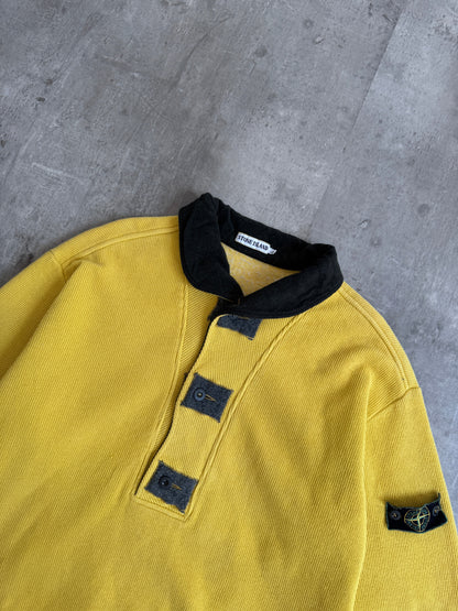 1980s Stone Island Boxy Sunshine Yellow Ribbed Sweatshirt