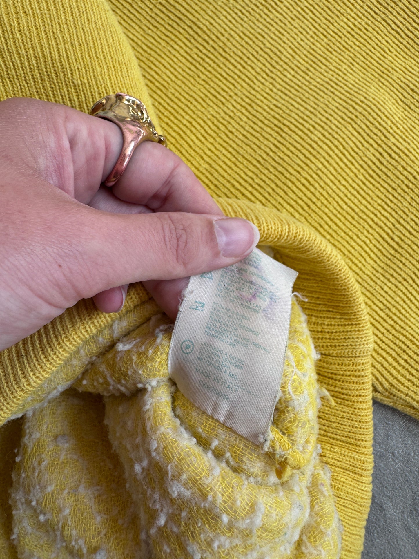 1980s Stone Island Boxy Sunshine Yellow Ribbed Sweatshirt