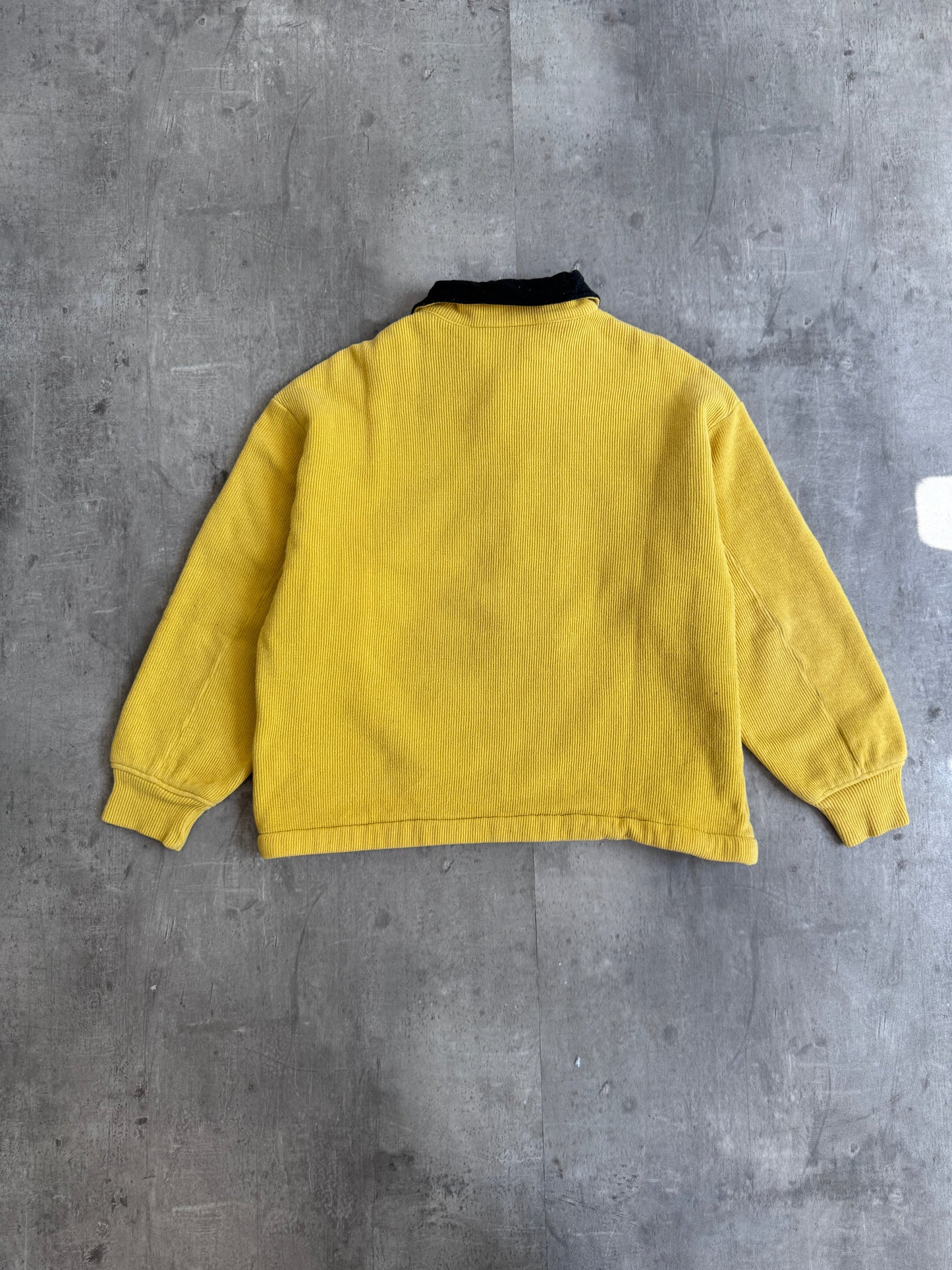 1980s Stone Island Boxy Sunshine Yellow Ribbed Sweatshirt