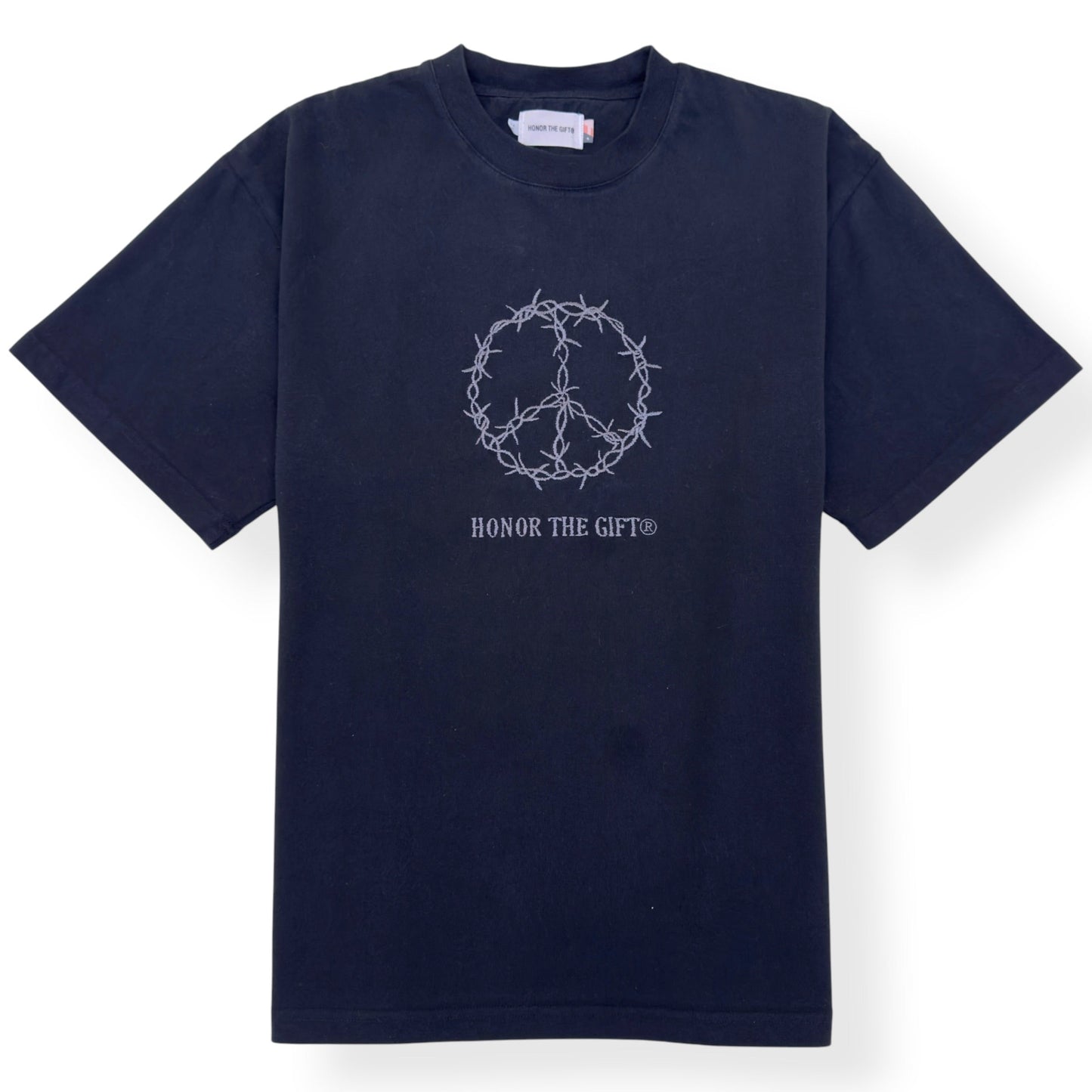 HONOR THE GIFT BARBED WIRE PEACE SIGN T-SHIRT BLACK M | Medium, Black