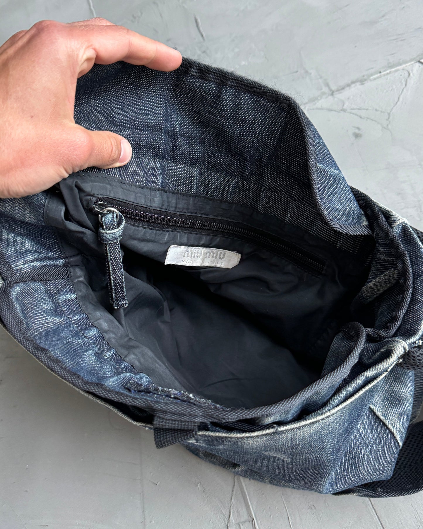 MIU MIU BLUE DENIM CROSS BODY SIDE BAG | O/S, Blue