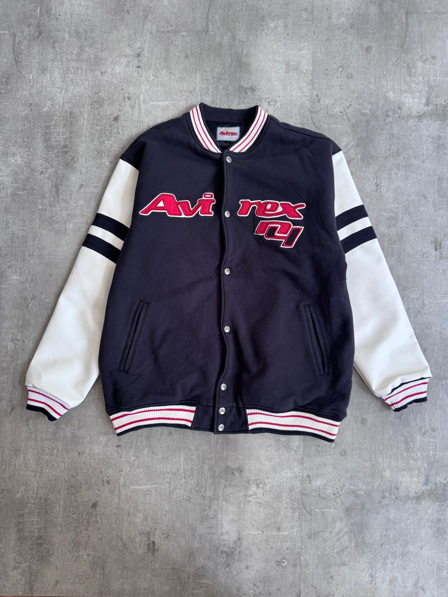 Avirex Hybrid Spellout Leather Varsity Jacket