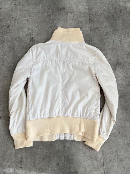 Dolce and Gabbana Cream High Neck Multipocket Blouson | Small, Multicoloured