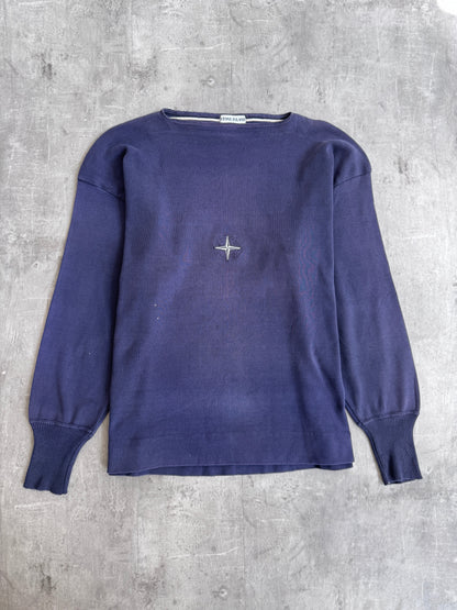 1990s Stone Island Centre Embroidered Logo Boatneck Sweatshirt