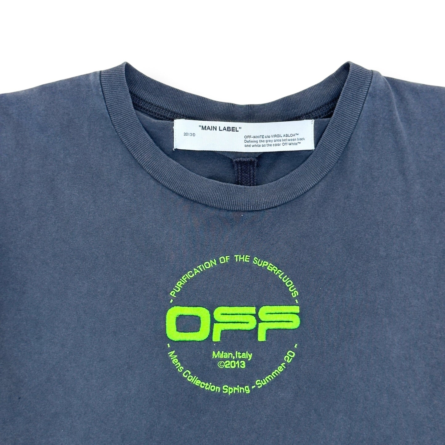 OFF-WHITE HAND LOGO COTTON T-SHIRT GREY M | Medium, Grey