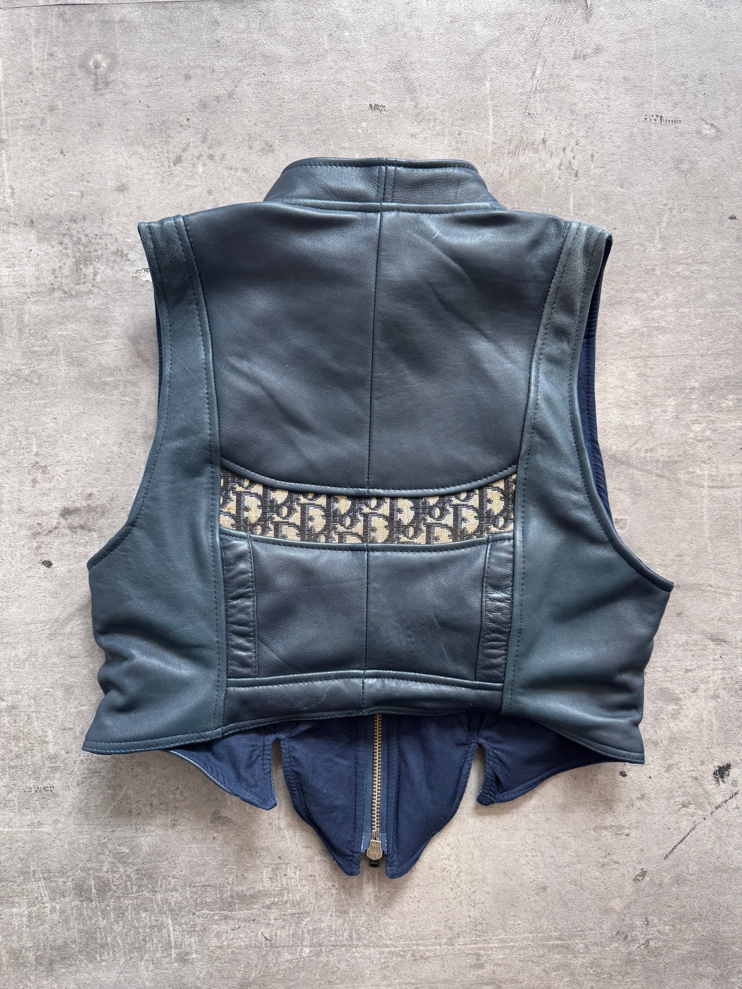 VT Rework: Dior Dark Petrol Blue Monogram Leather Vest | Small, Multicoloured