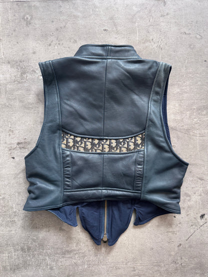 VT Rework: Dior Dark Petrol Blue Monogram Leather Vest | Small, Multicoloured