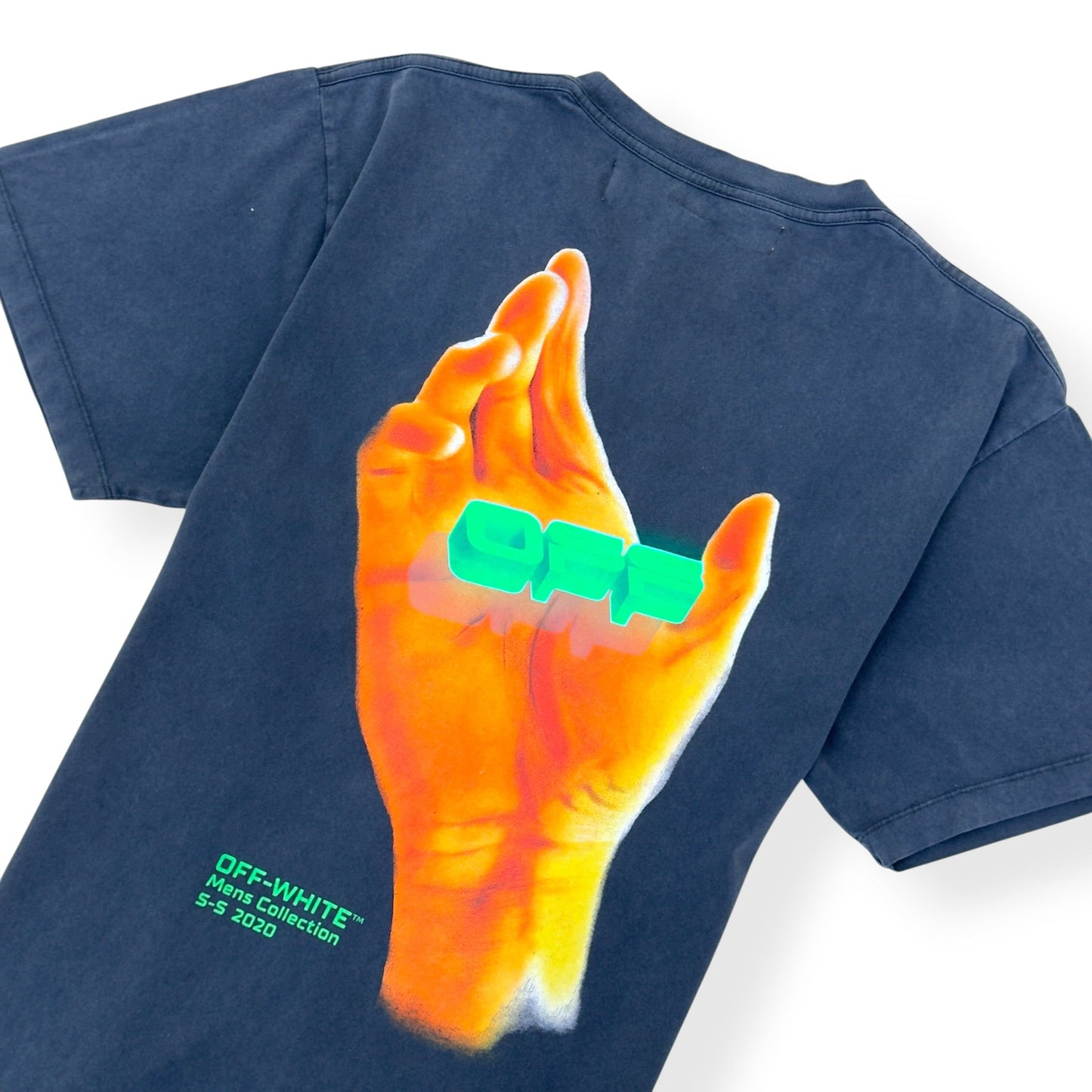 OFF-WHITE HAND LOGO COTTON T-SHIRT GREY M | Medium, Grey