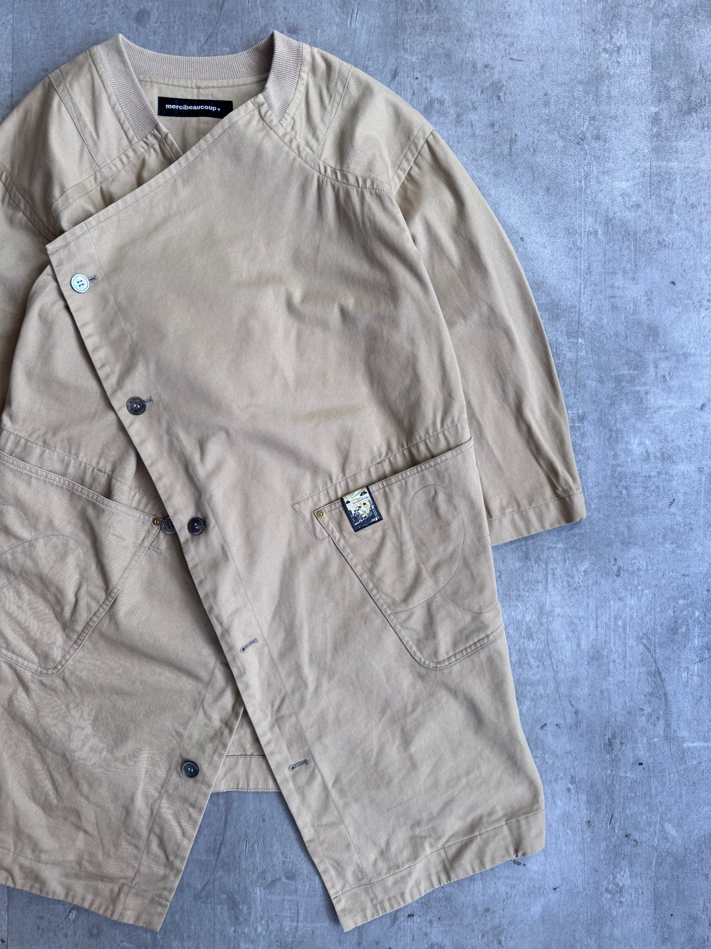 Issey Miyake Mercibeaucoup Asymmetric Beige Coat