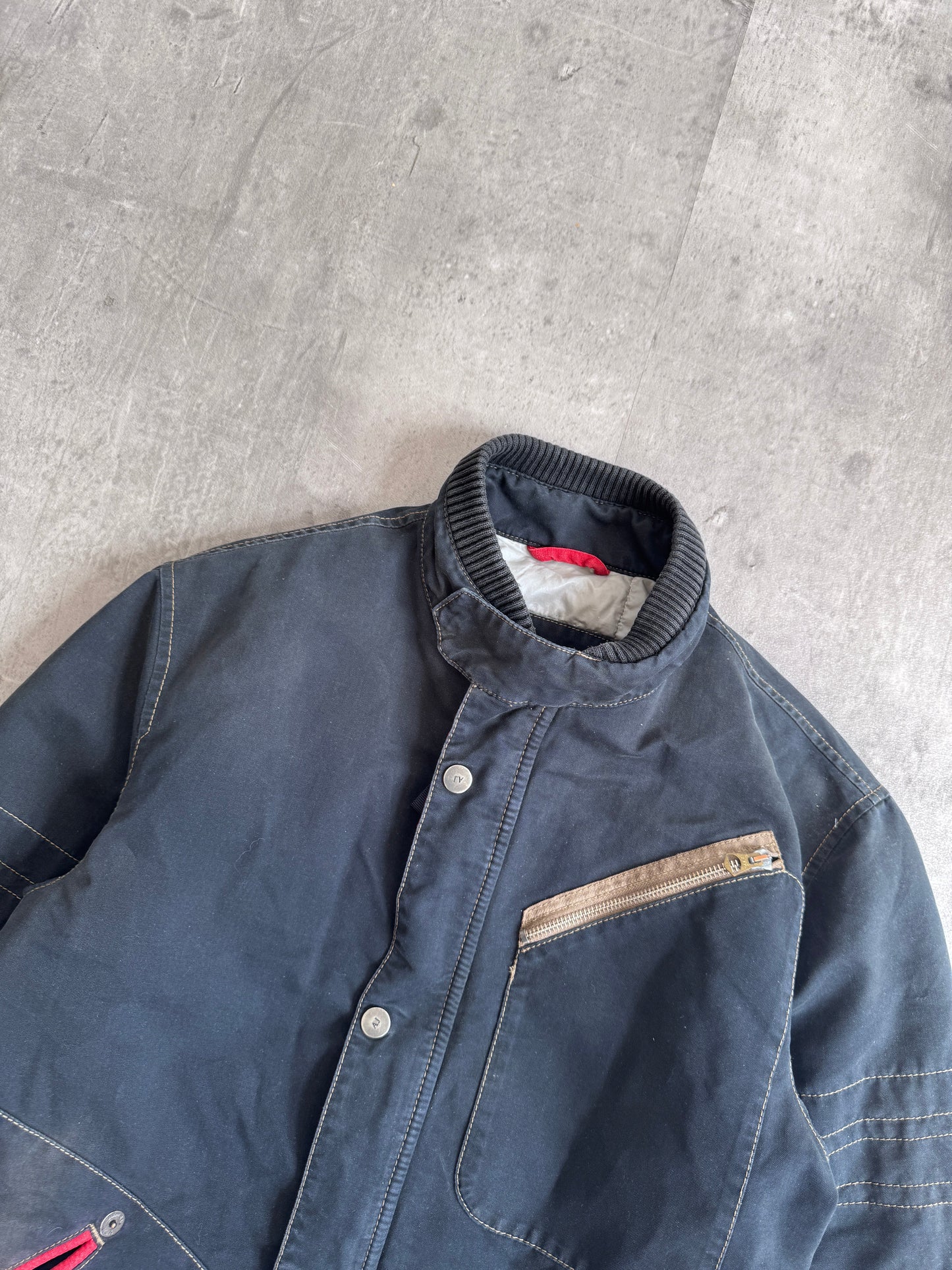 Armani Jeans Washed Navy Padded Utility Jacket