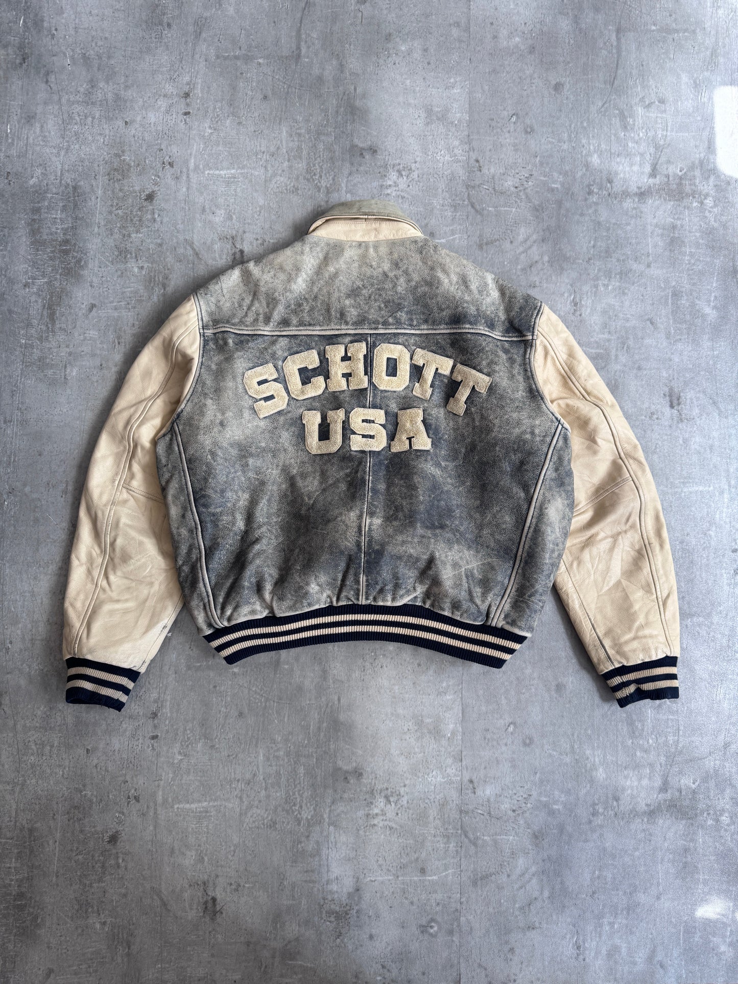 Schott Distressed Two Tone Leather Flight Blouson