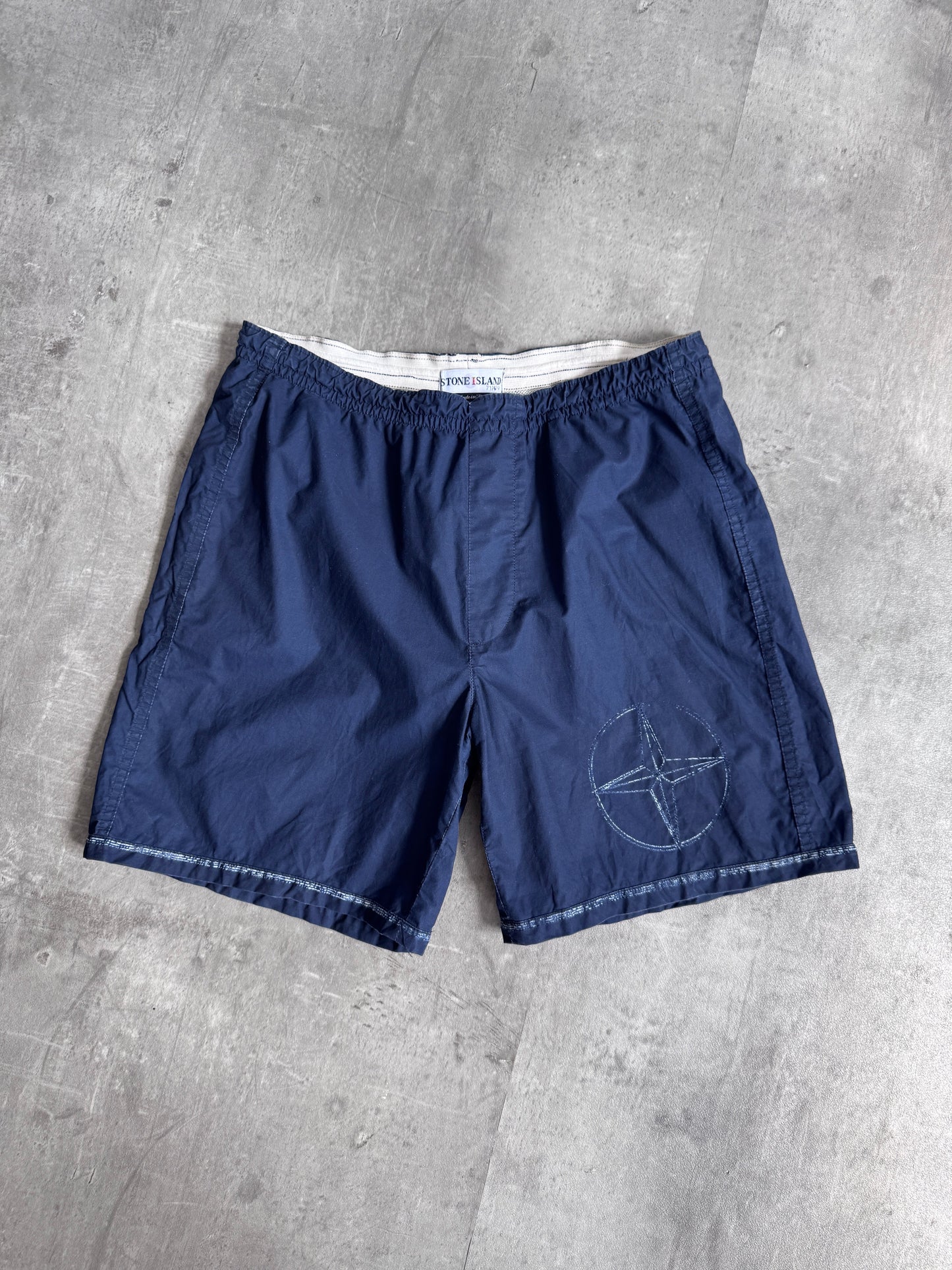 S/S 2003 Stone Island Washed Navy Logo Swimming Trunks