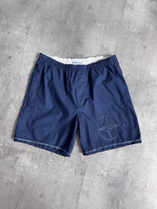 S/S 2003 Stone Island Washed Navy Logo Swimming Trunks