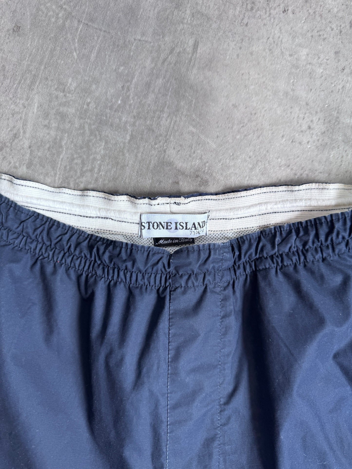 S/S 2003 Stone Island Washed Navy Logo Swimming Trunks