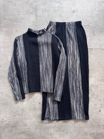 Issey Miyake Hai Sporting Gear Ribbed Stripe Detail Two Piece | Medium, Multicoloured