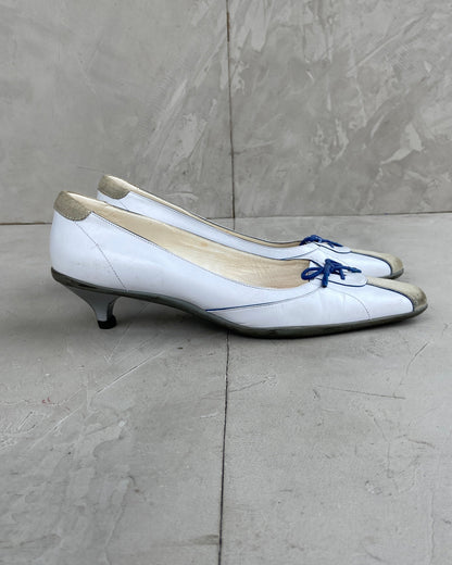 PRADA 2000'S LEATHER LACE UP BALLET FLATS - EU 39 / UK 6