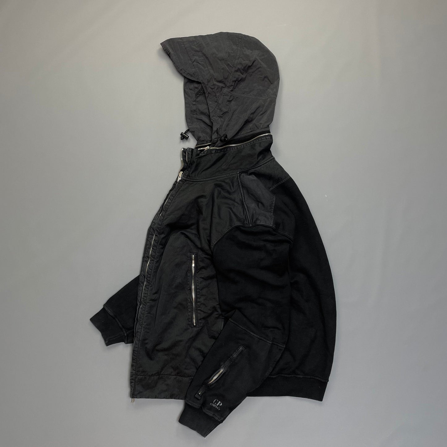 C.P. Company Black Cotton Jacket w/ Concealed Hood SS07 | X-Large, Black
