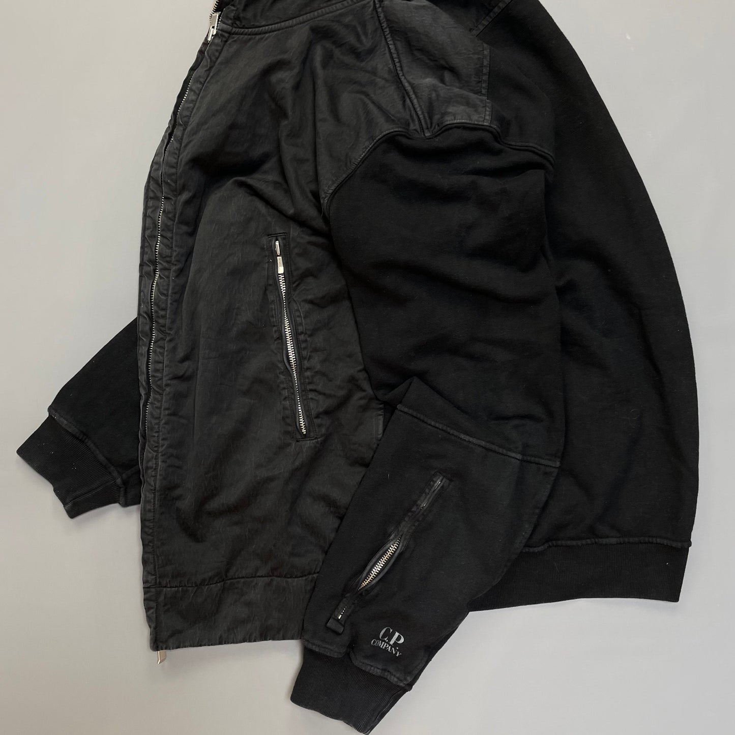 C.P. Company Black Cotton Jacket w/ Concealed Hood SS07 | X-Large, Black