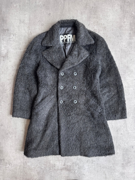 PPFM Faux Fur Double Breasted Trench Coat