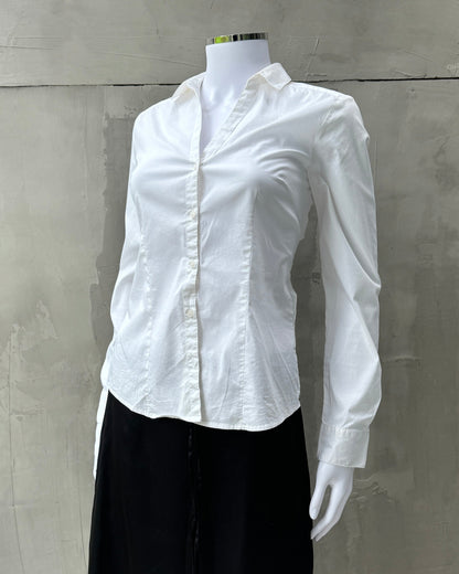 BACKLESS TIE UP WHITE SHIRT - S | Small, White