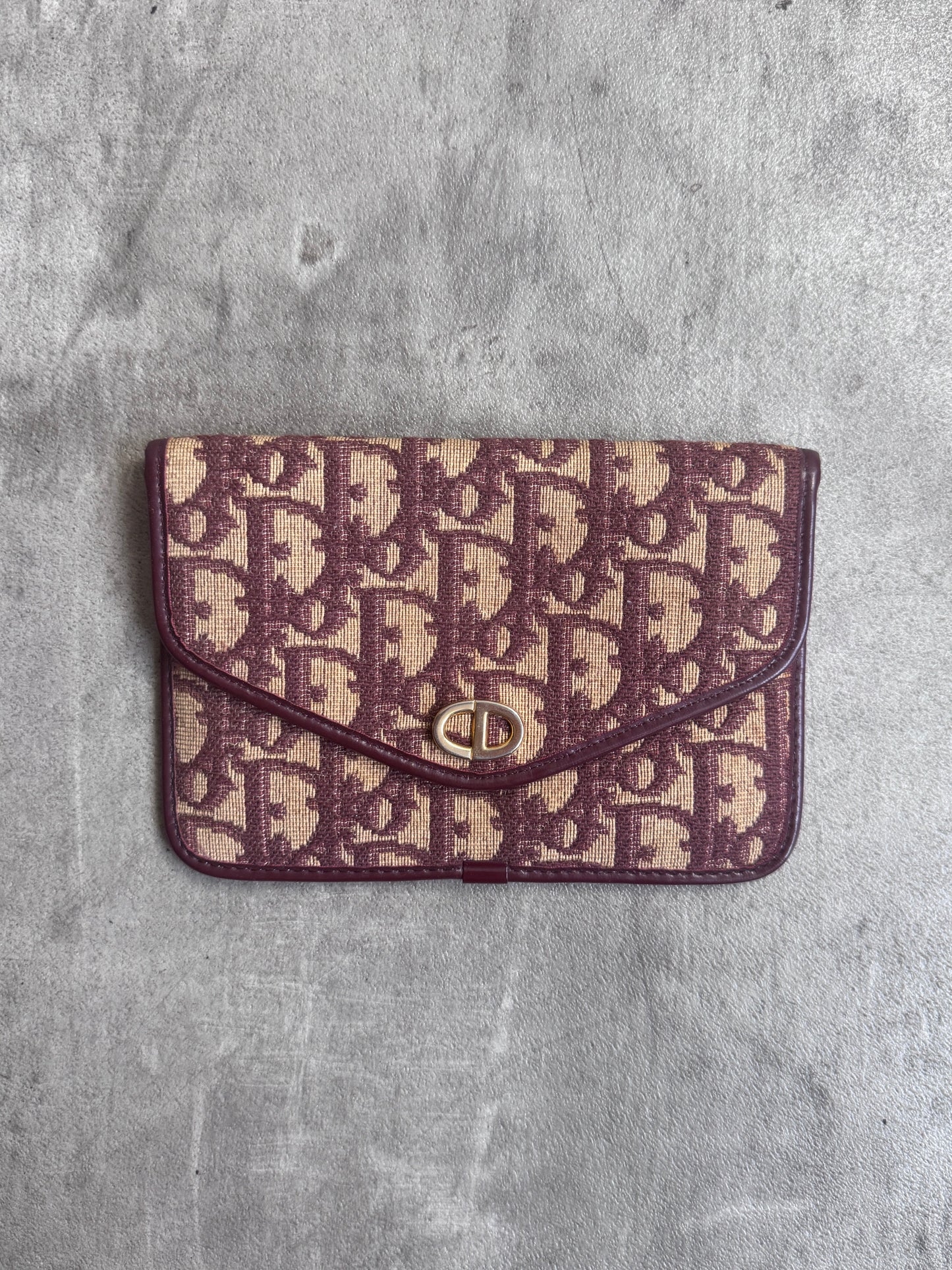 90s Christian Dior Monogram Trotter Burgundy Canvas Purse