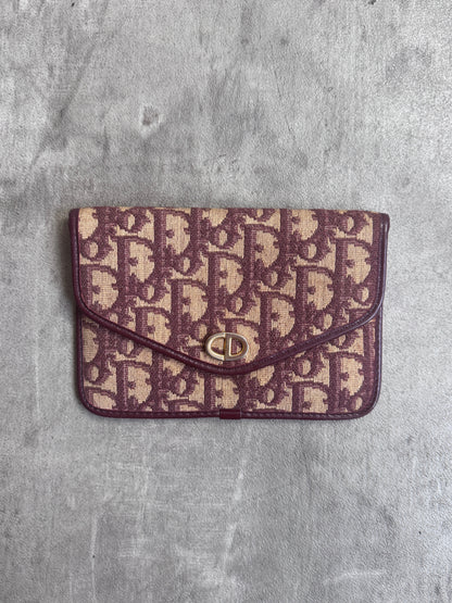 90s Christian Dior Monogram Trotter Burgundy Canvas Purse