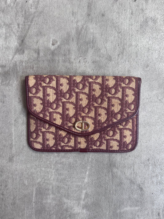 90s Christian Dior Monogram Trotter Burgundy Canvas Purse