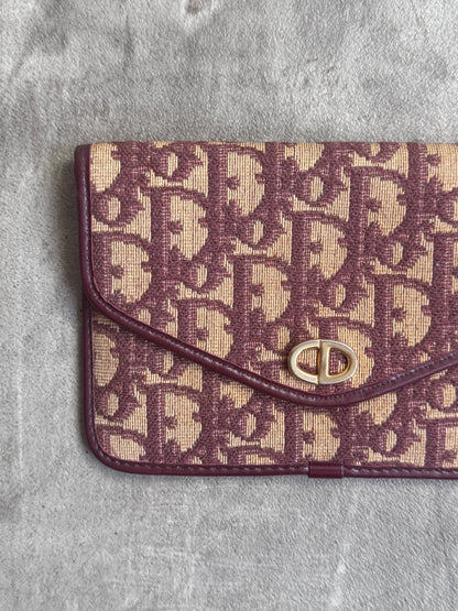90s Christian Dior Monogram Trotter Burgundy Canvas Purse