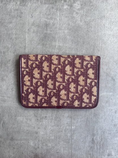 90s Christian Dior Monogram Trotter Burgundy Canvas Purse