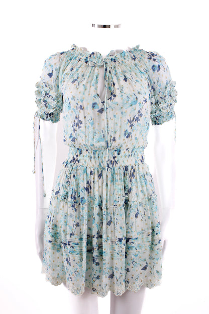 Hemant & Nandita S/S Floral Shimmer Dress Blue/ Gold XS | Default Title, Multicoloured